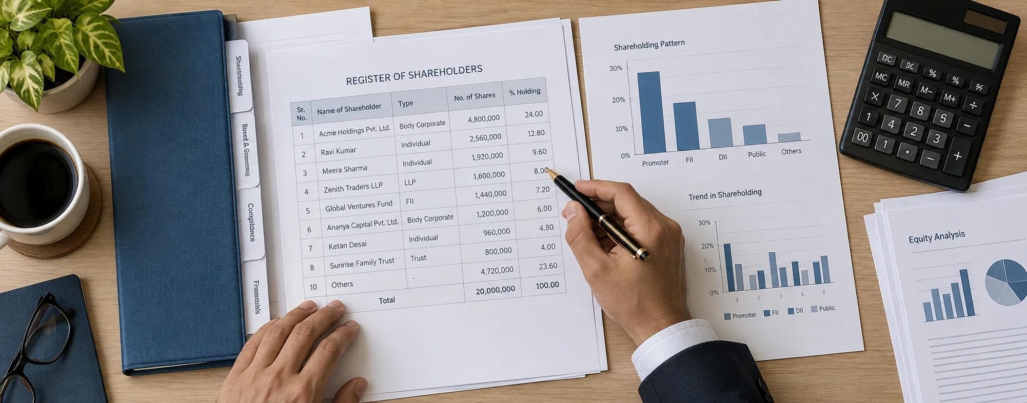 Shareholder register and ownership charts being reviewed for SEBI SAST disclosure thresholds.